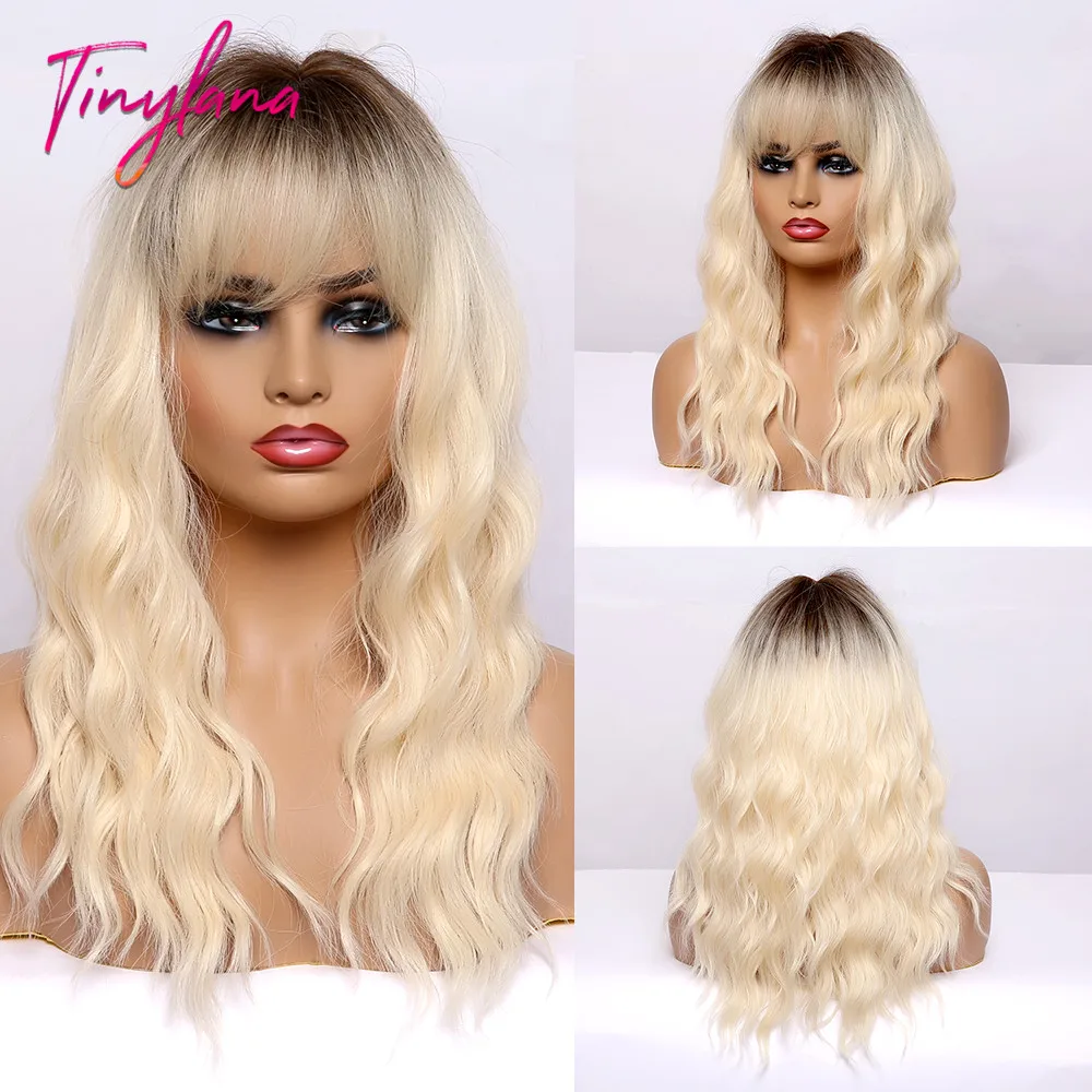 Женские вьющиеся синтетические парики TINY LANA длинные золотистые и светлые волосы