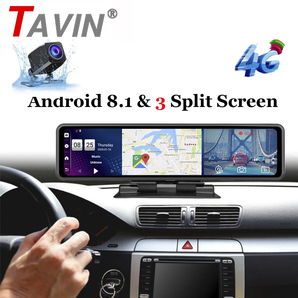 12 &quotАвтомобильный видеорегистратор зеркало заднего вида Android 8 1 DVR Dash камера 1080P