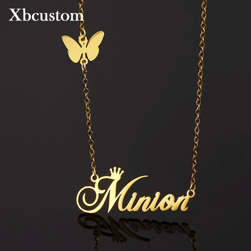 Модное ожерелье из нержавеющей стали с бабочкой для женщин персонализированное