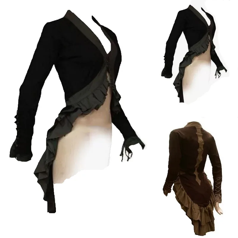 Для взрослых для женщин в винтажном стиле Цвет Черный В викторианском смокинг