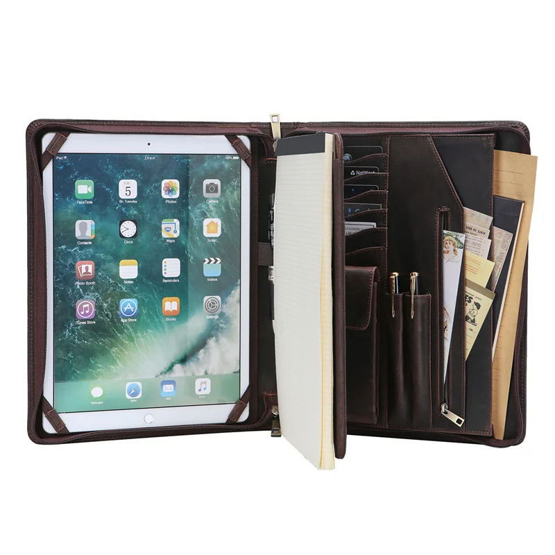 For iPad Pro 10.5 Ручной работы Crazy Horse кожаный портфель A4 папка, бизнес-органайзер для документов, чехол для переноски - Цвет: For iPad Pro 10.5