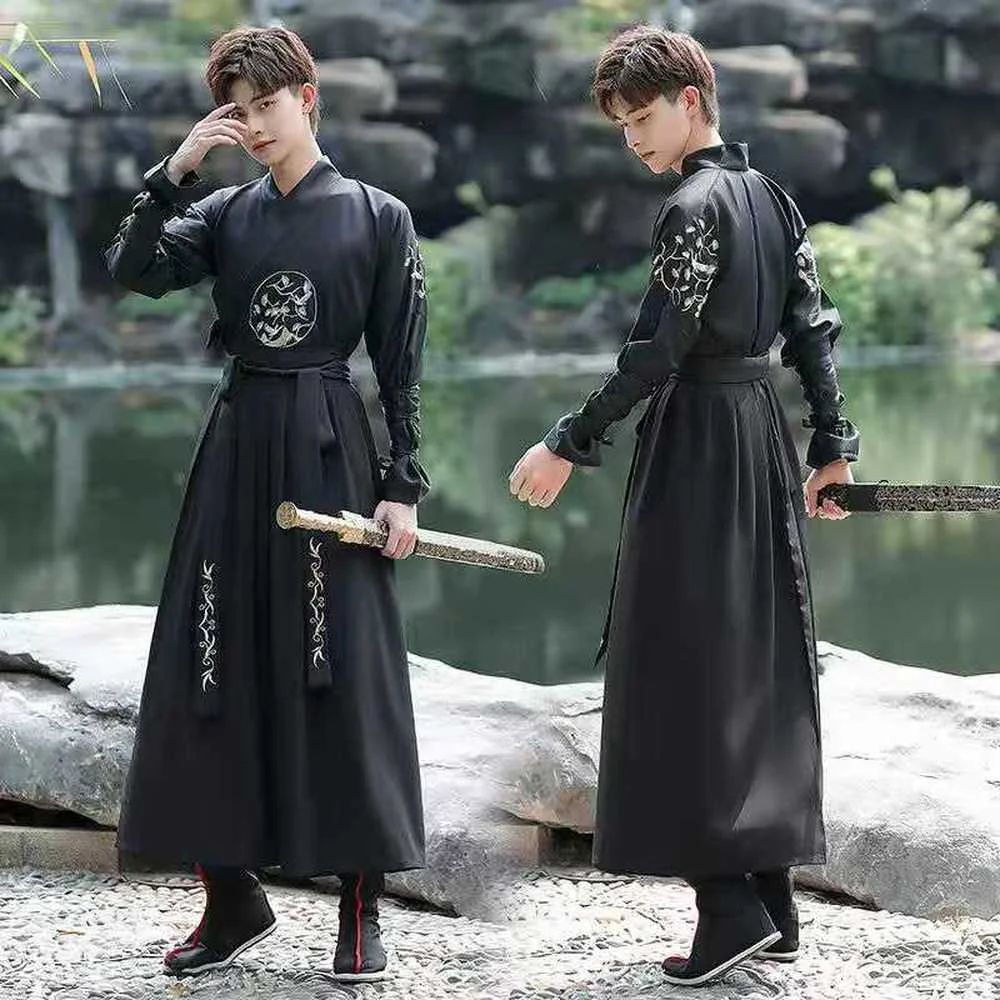 

Men Hanfu Chinese Ancient Traditional Clothing Han Dynasty Swordsman Hanfu Robe Tang Suit Cosplay Costume Carnival Party Dress