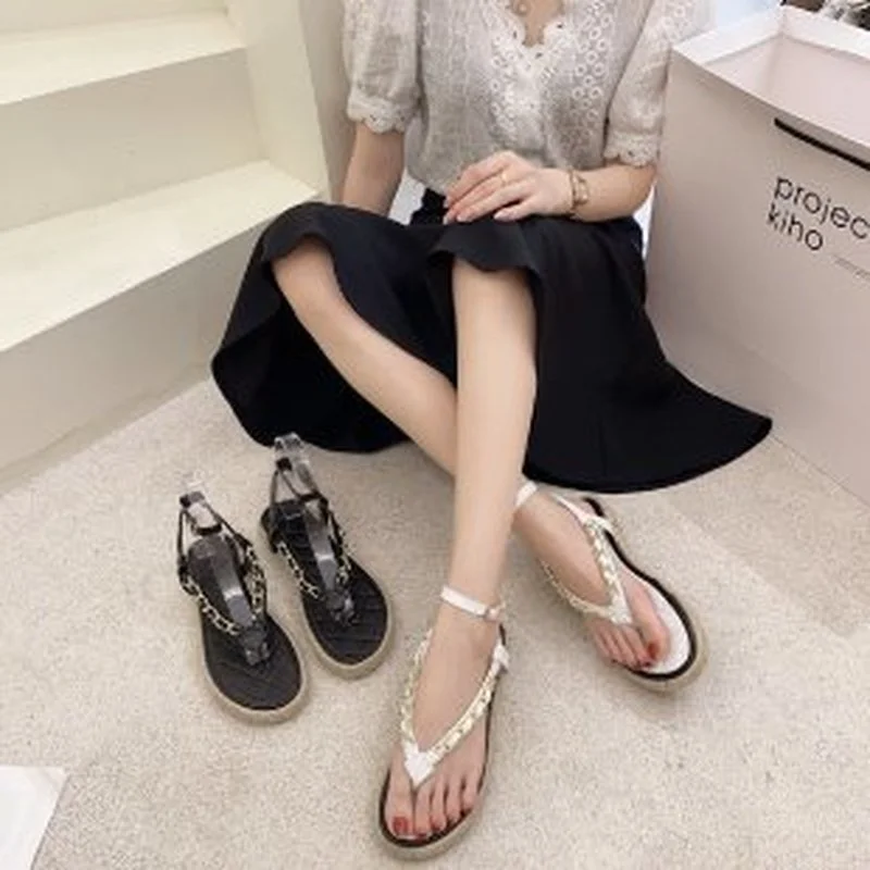 

Sandals WomenBraid Flat Platform Flip Flop Beach Shoes Sandals Gladiator Shoes Women Summer New Fashion Women's Sandals 2021