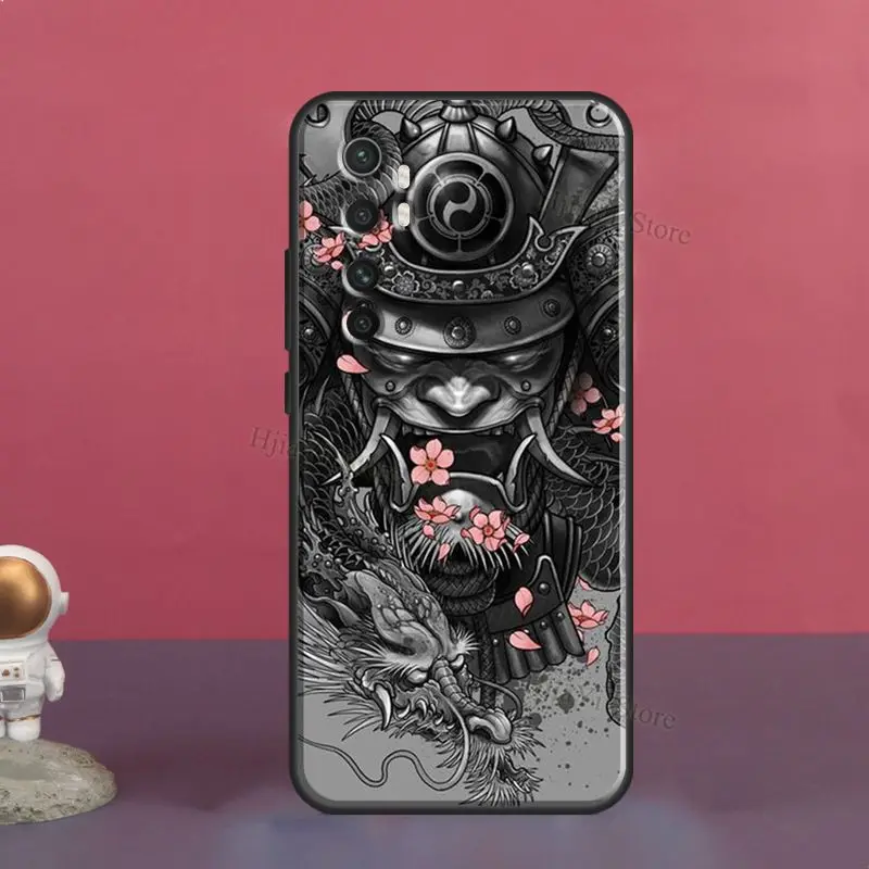 Чехол для шлема Samurai с маской японского воина POCO X3 Pro M3 F2 F3 чехол телефона Xiaomi Mi Note 10