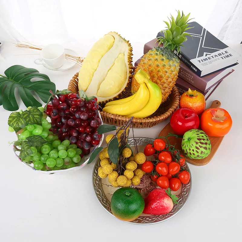 

1pcs 1:1 Simulation Fruit Model Decoration Fake Fruit Set Simulation Banana Bunch Apple Decor Early Education Props Kids Toys