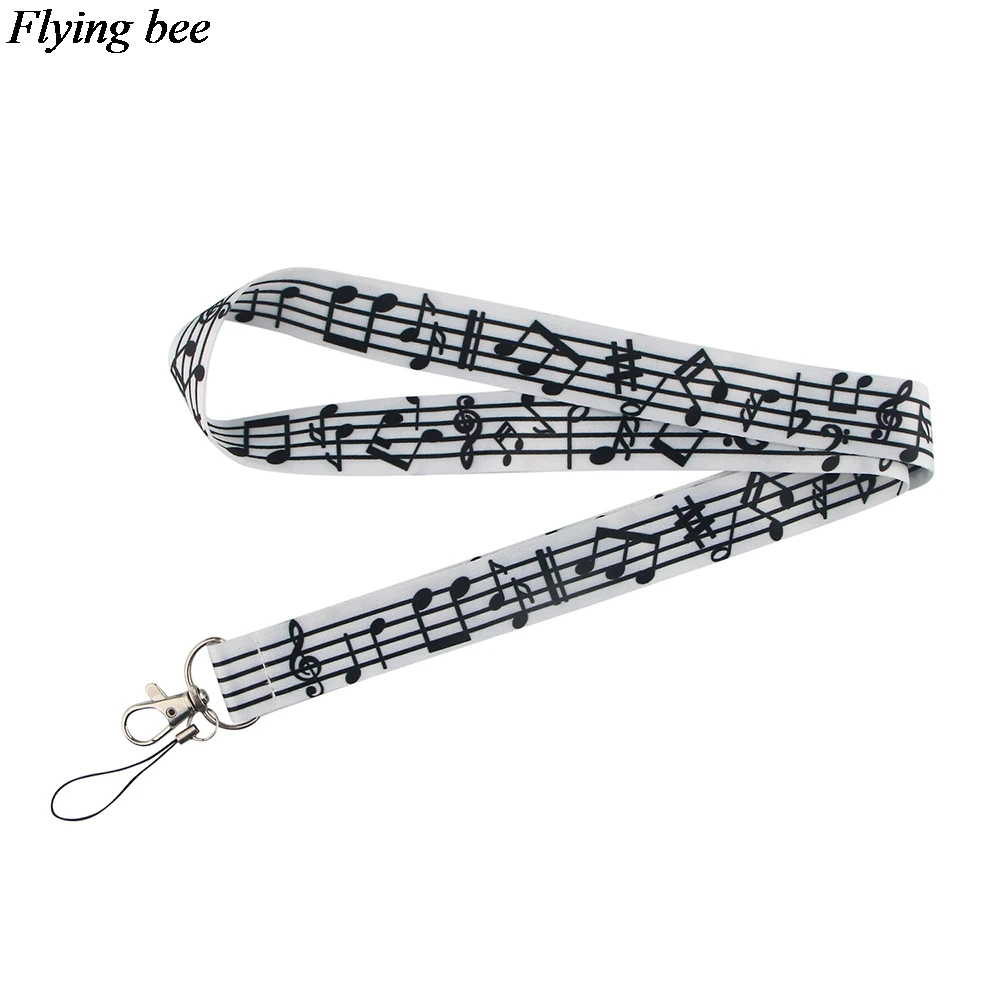 

Flyingbee Musical Notes Lanyard Keychain Lanyards for Keys Badge ID Mobile Phone Rope Neck Straps Accessories Gifts X0873