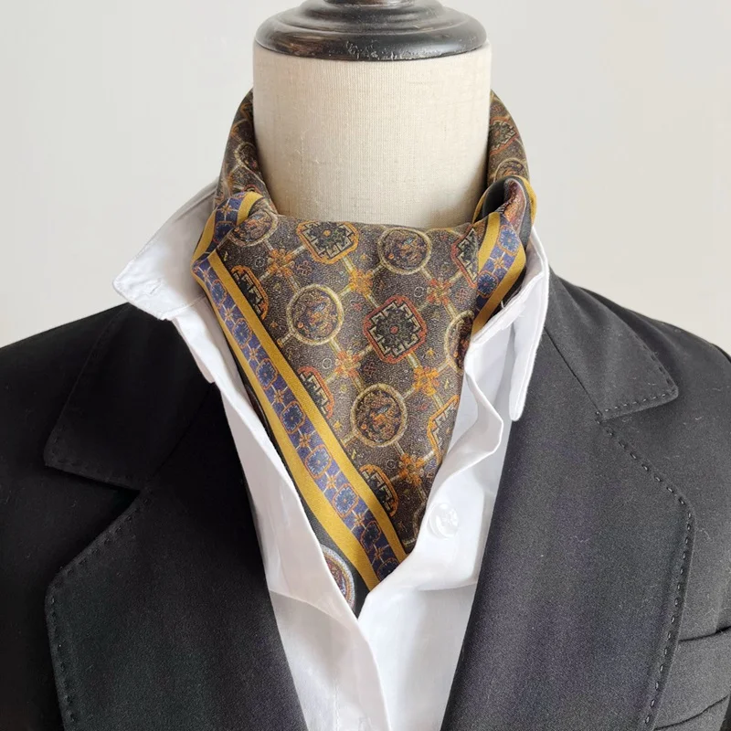 

Men Shirt Collar Scarf 100% Real Silk Scarf Pocket Scarf Necktie for Men Fashion Luxury Scarves 2 Side Printing 16mm 26"x26"