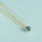 Ожерелье GEM'S BEAUTY из стерлингового серебра 14 к с золотым покрытием, ожерелье с круглым швейцарским голубым топазом, ожерелье с подвеской для женщин