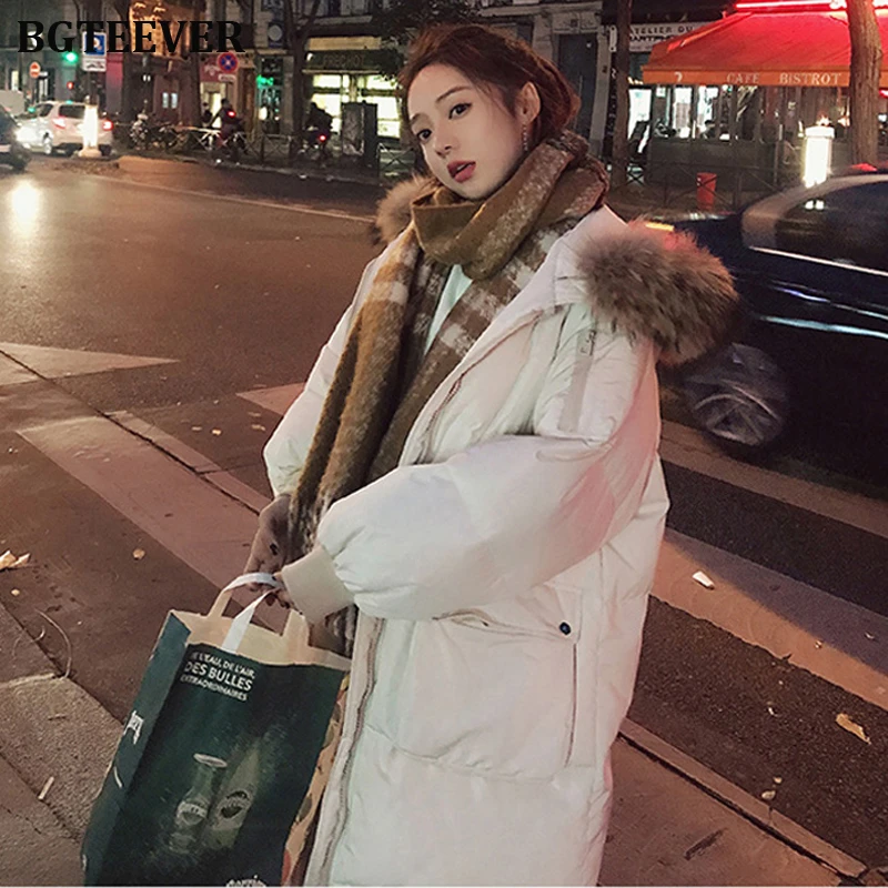 BGTEEVER 2019 зимняя Длинная женская куртка пуховик модная теплая утепленная длинная с