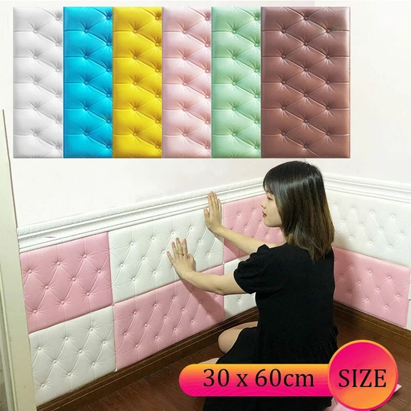 

3D Wall Stickers Wallpaper Self-adhesive Thicken Tatami Anti-collision Wall Mat Pad Kids Bedroom Living Room Soft Foam Cushion