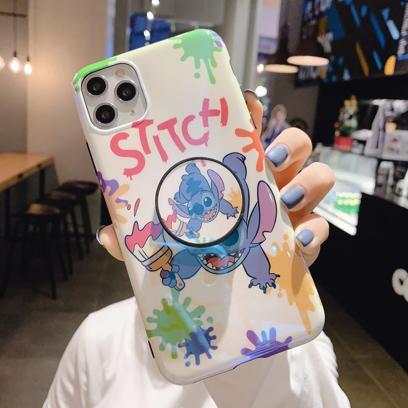 For iPhone 11 pro XS Max XR X Cartoon case Stitch daisy Donald Soft back 8plus 7 7p 6S Monsters cover + stander |