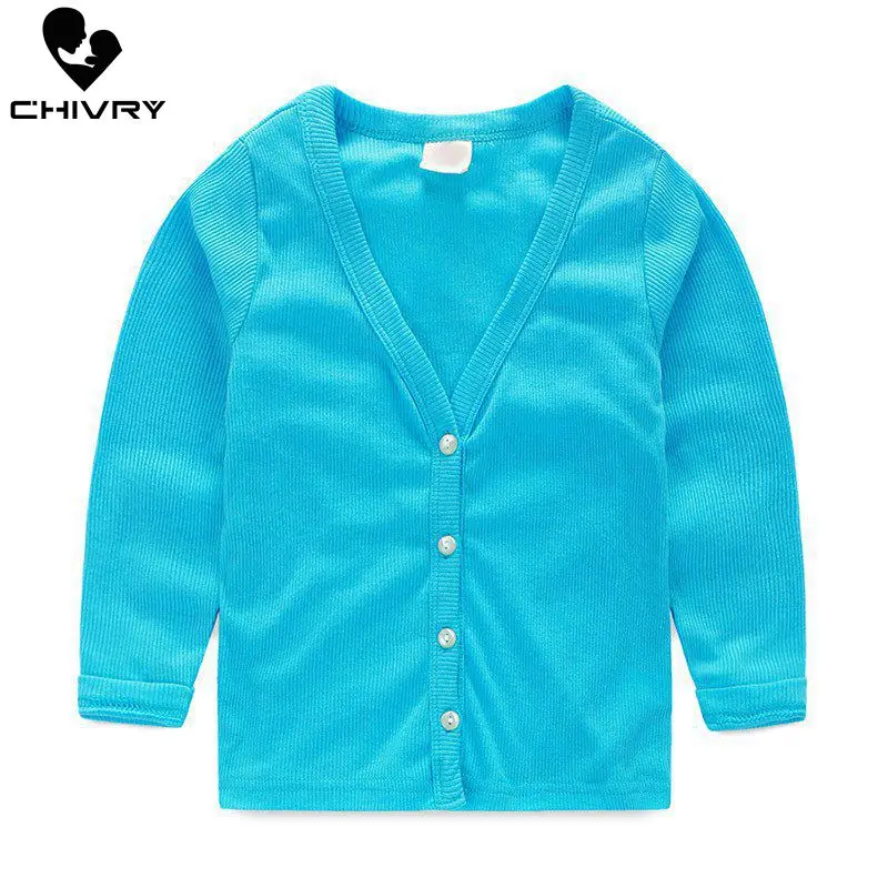 Chivry/Новинка г.; модный однотонный вязаный кардиган для мальчиков и девочек; свитер; детские свитера; весенне-осенняя верхняя одежда; Cargidans