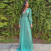 verngo simple green chiffon prom dresses with removable long sleeves v neck evening gowns plus size women occasion dress outfit