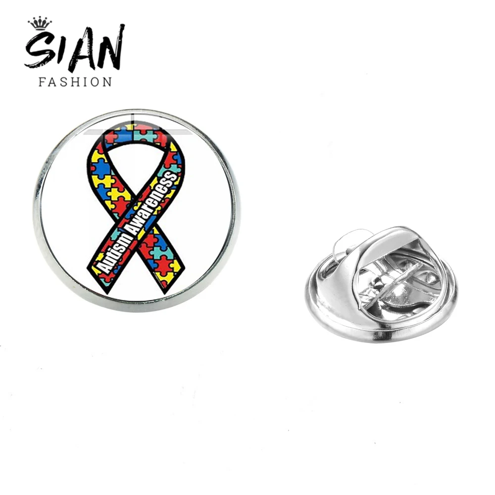 Азиатских паззл информации о проблеме аутизма брошь красочный пазл лента фото