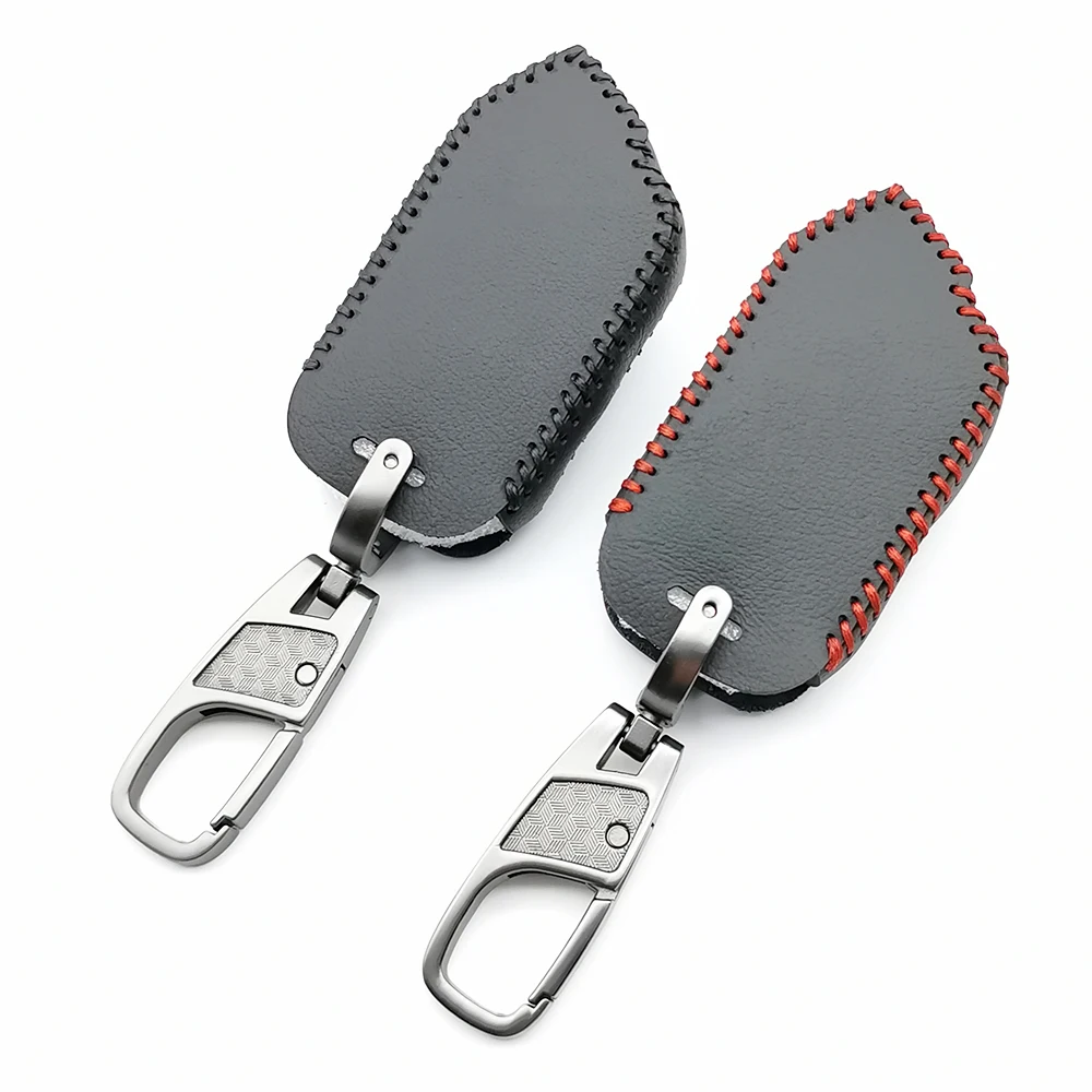

LCD Remote 100% Leather Key Case Cover Key Keychain For Sher-khan Mobicar A Mobicar B Two Way Russian Version Car Alarm System