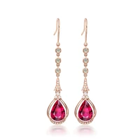18k rose gold natural ruby drop earrings for women timeless design delicate female wedding fine jewelry diamond luxury gift