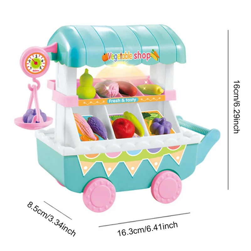 Funny Shopping Cart Toy Simulation Mini Food Vegetable Fruit Shop Trolley with LED Light Music Pretend Play Groceries Toys | Игрушки и