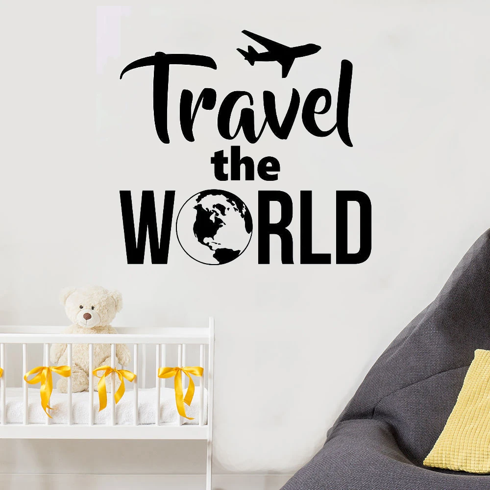 Путешествовать по всему миру V2 Цитата Наклейка для стены виниловый