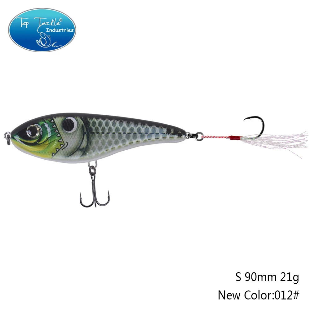 90mm 21g 012 90 мм 21 г цвета от 001 до 035 Тонущая Мускусная Щука искусственная рывковая приманка с одним крюком перьевая приманка для рыбалки - Цвет: 90mm 21g 012
