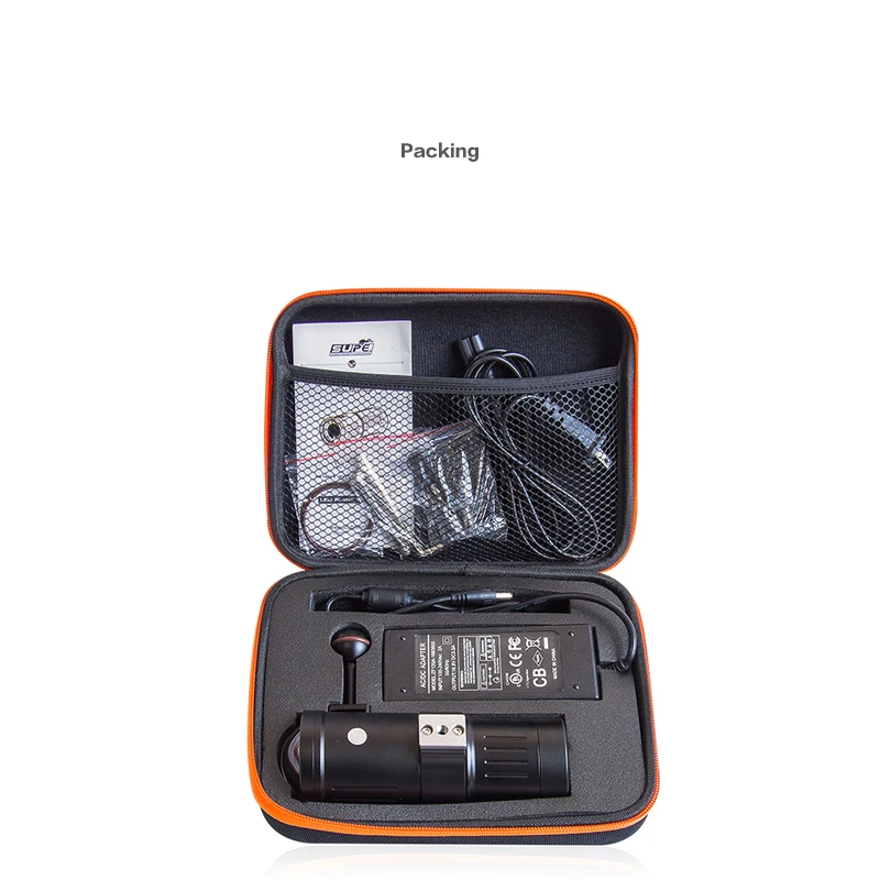 СУПЕ Видеофонарь Scubalamp V6K 12000 Люмен Водонепроницаемость на глубину 100 метров, подводное плавание, подводная фотография, Угол освещения 120.