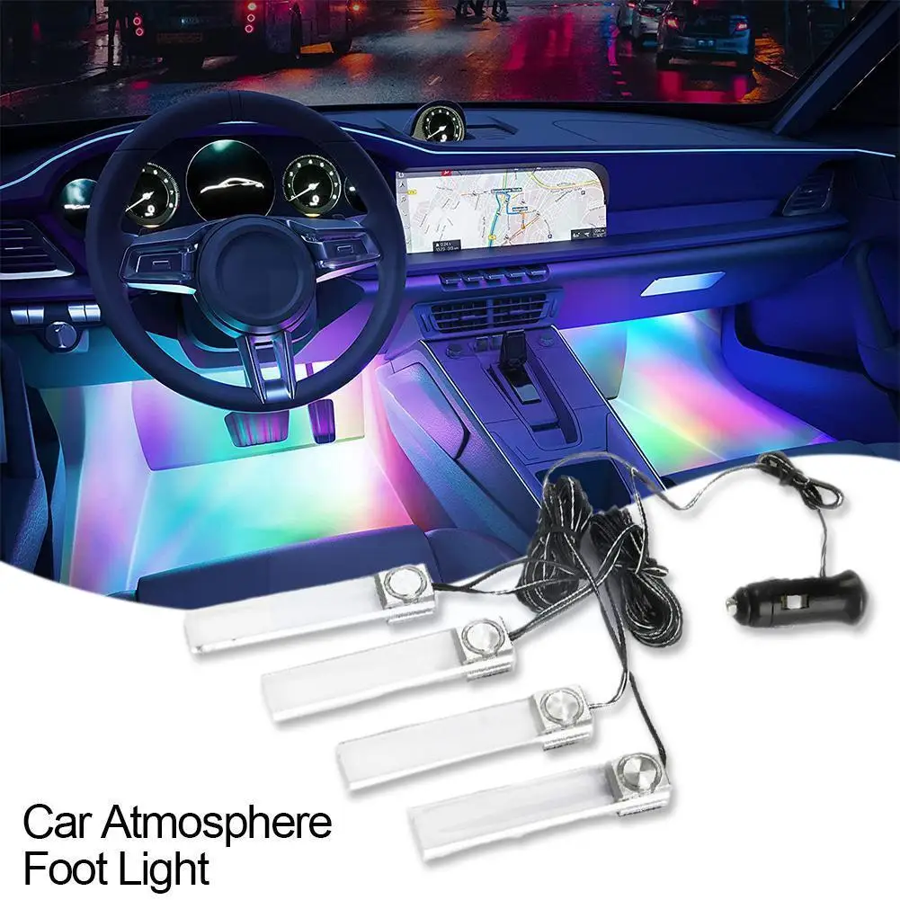 

Светодиодная лента для салона автомобиля D1T2, лампа RGB с дистанционным управлением для украшения пола и салона, управление освесветильник