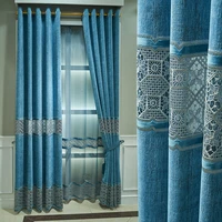 european style water soluble hollow curtain chenille thickened shading finished custom curtains for living dining room bedroom