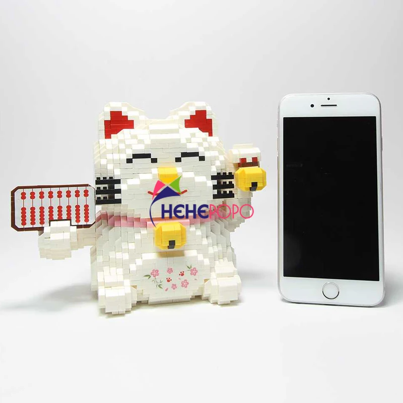 

2103pcs 1019 Lucky Money Smile Cat Blocks Abacus Animal Pet DIY Mini Diamond Blocks Bricks Building Toy for Children