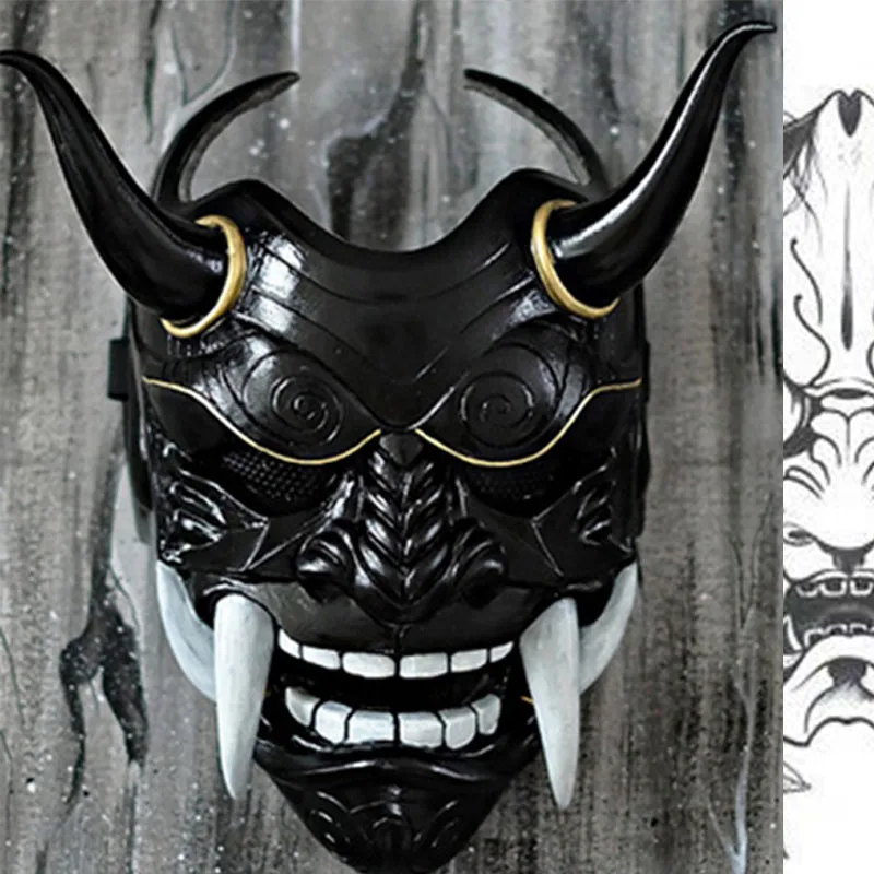 Halloween Prajna Mask Collective Decorative Latex Japanese Buddhism Ghost Scary Masquerade Helmet Cosplay Props | Дом и сад