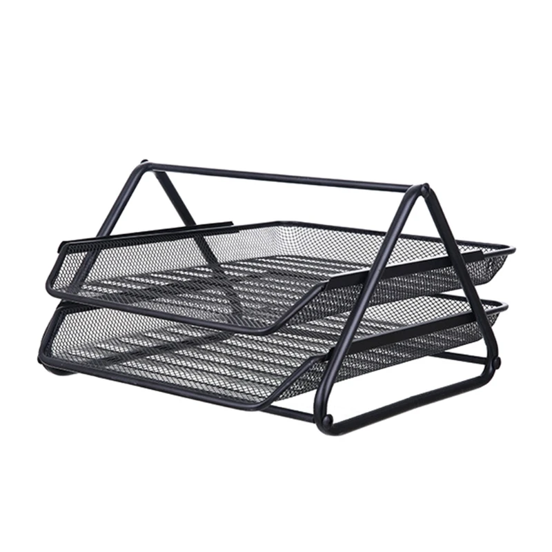 

Metal Mesh 2 Tier Document Letter Tray Desk Organizer File Holder Magazine Notebook Organizer Office Supplies