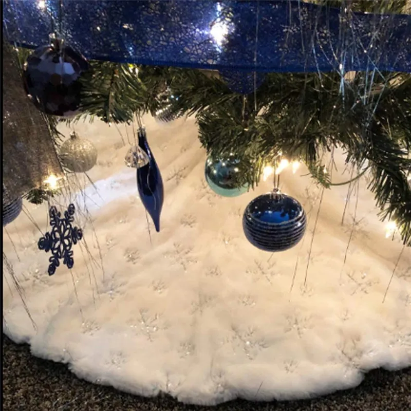 High-end White Christmas Tree Skirt Thicke Plush Faux Fur Xmas Merry Decoration Ornament New Year Home Decor Navidad Carpet | Дом и сад