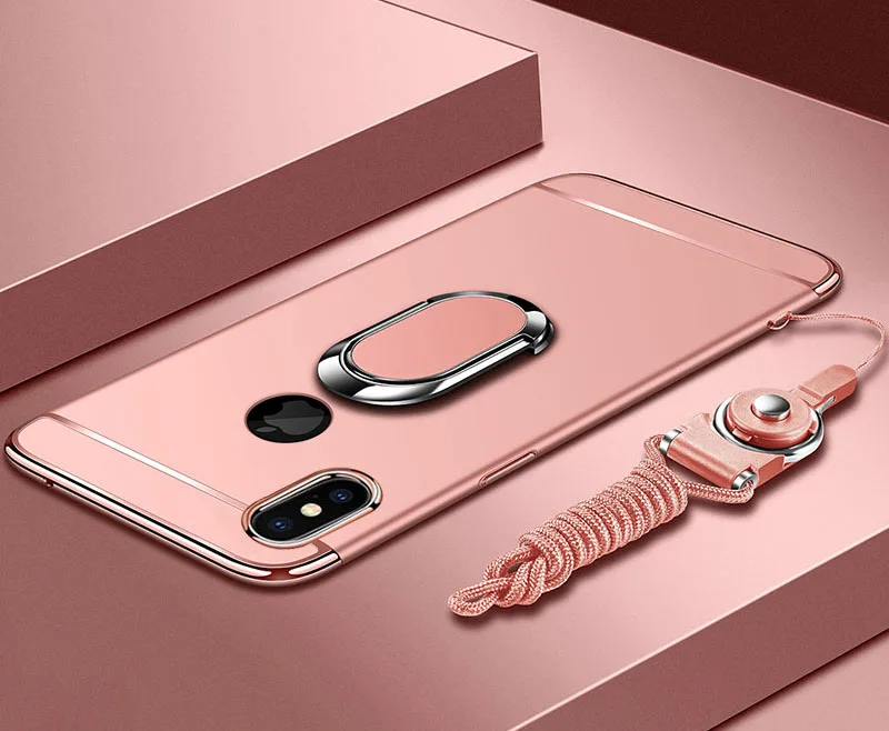 Rose Gold Ультратонкая крышка EPENA для iphone 11 pro Xs Max XR с покрытием из жесткого поликарбоната, чехол 3 в 1 для iphone x 7 8 6S 6 Plus, чехол с ремешком для телефона - Цвет: Rose Gold