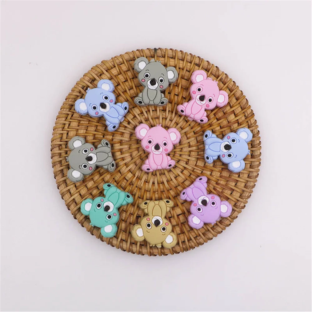 Kovict-Mini cuentas de silicona Koala para beb&eacute;, mordedor Molar para beb&eacute;, accesorios de cadena de chupete masticables, juguetes de lactancia, 30/50 piezas-2