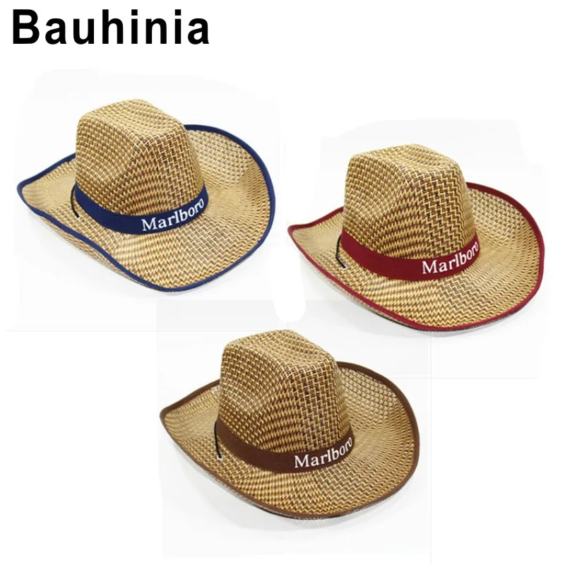 

Баугиния, новый бренд сезон весна-лето Западного ковбоя соломенная Путешествия Зонт с большими полями соломенная шляпа три соломенная шляпа от солнца