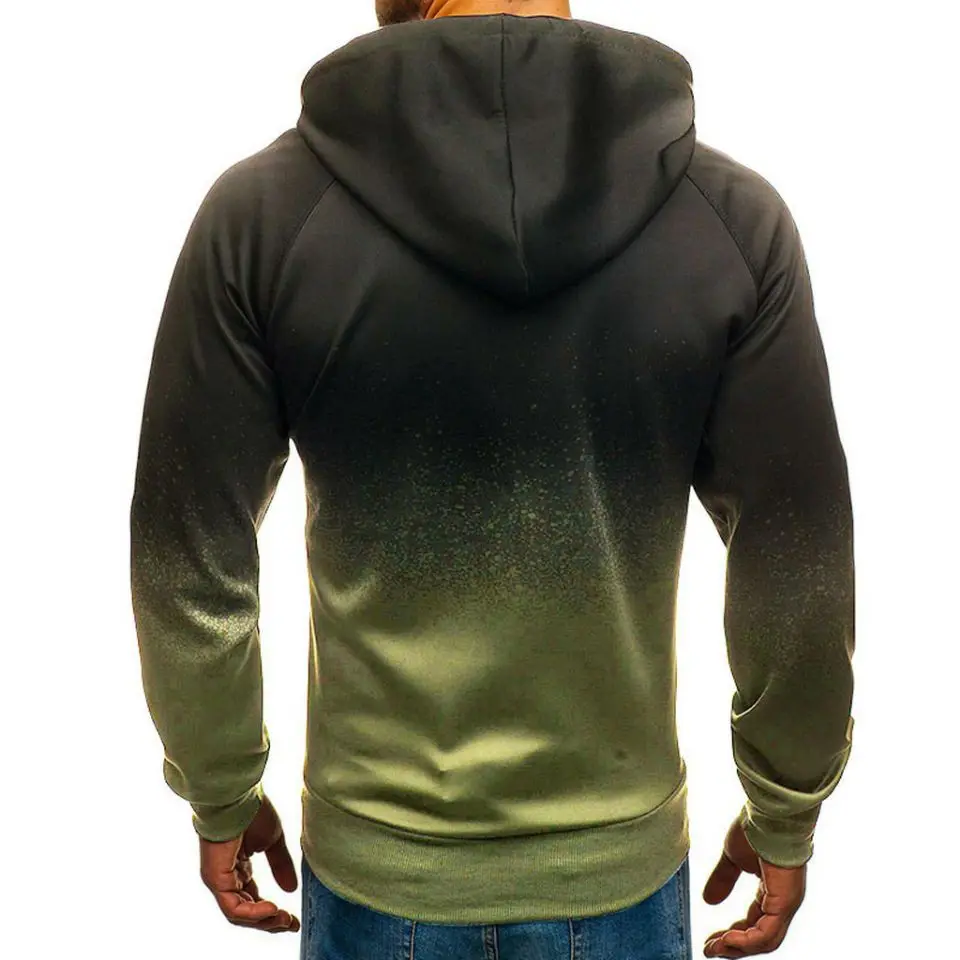 

2021 European And American Autumn And Winter 3d Digital Printing Zipper Hooded Sweater Foreign Trade Men's Gradient Design Shirt