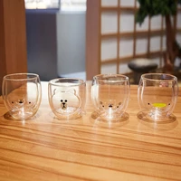 glass mugs double wall glass mug bear cat dog animal double layer glass mug coffee cup christmas mug gift cute tea milk cup