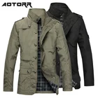 Модный повседневный мужской Тренч, осень 2021, тонкая ветровка, пальто, военная уличная ветрозащитная куртка, Мужская Уличная одежда-Карго