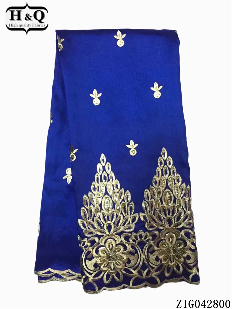 

H&Q 5 yards/lot african george satin lace fabric 2021 high quality embroidery french lace rayon/polyester nigerian fabric GL0515