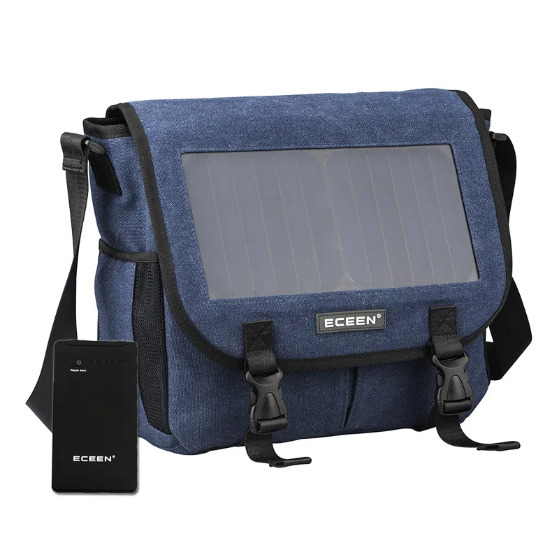 Solar Charging Shoulder Bag Canvas Crossbody Bag Portable  Male Solar Bag