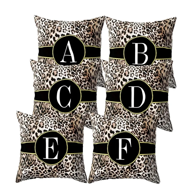 

Classic Leopard Cushion Cover 45x45cm for Sofa Chair Home Office Lettern A-Z One Side Print Polyetser Pillow Cover Pillowcases