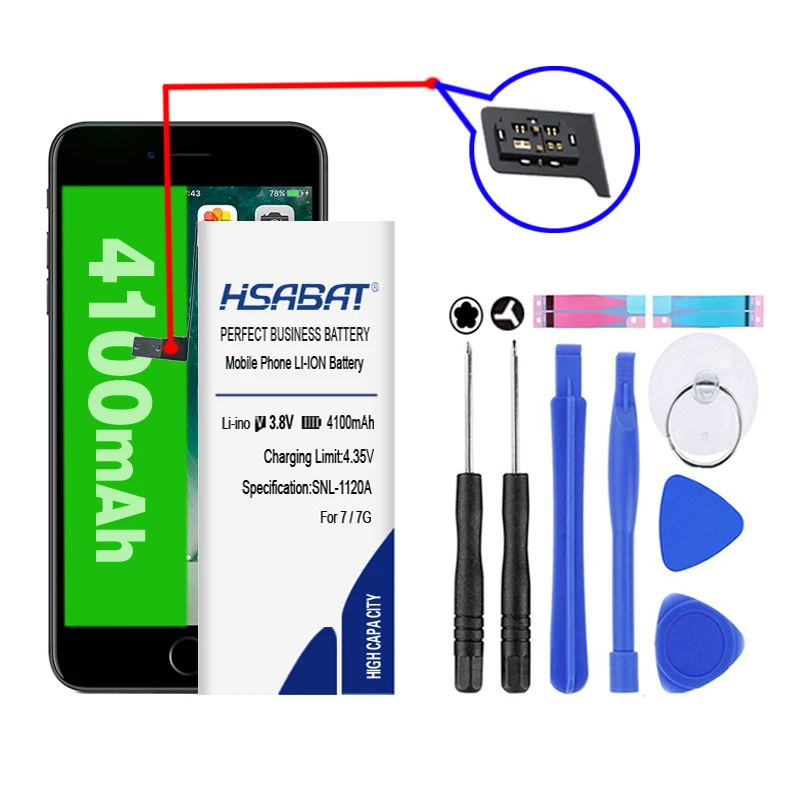 HSABAT аккумулятор высокой емкости для iphone 5 для iphone 5S 5C 6 6S 7 Бесплатные инструменты+ наклейка