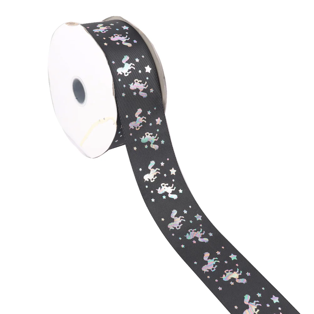 

IBOWS 2Yards 75mm Width Rainbow Unicorn Printed Ribbon Grosgrain Ribbon For DIY Hair Bows Decoration Handmade Craft Materials
