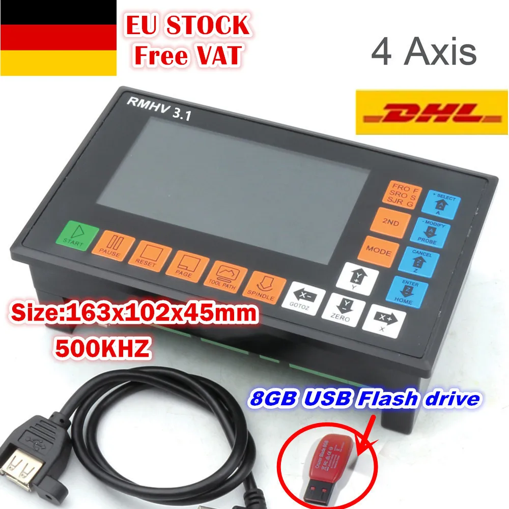 [Доставка по ЕС] 4 осевой 500 кГц контроллер ПЛК автономный для фрезерного станка с