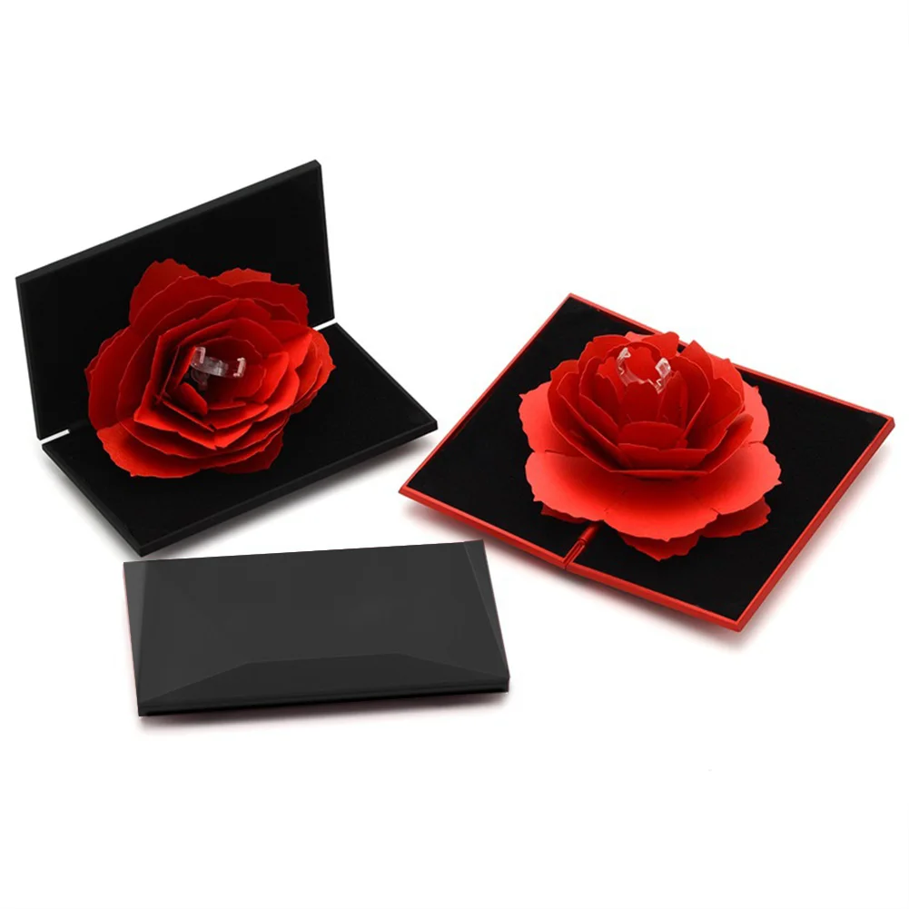

Jewelry Storage Portable Rose Case Gift Flick Open Lightweight Engagement Rhombus Shape Wedding Holder Proposal Display Ring Box