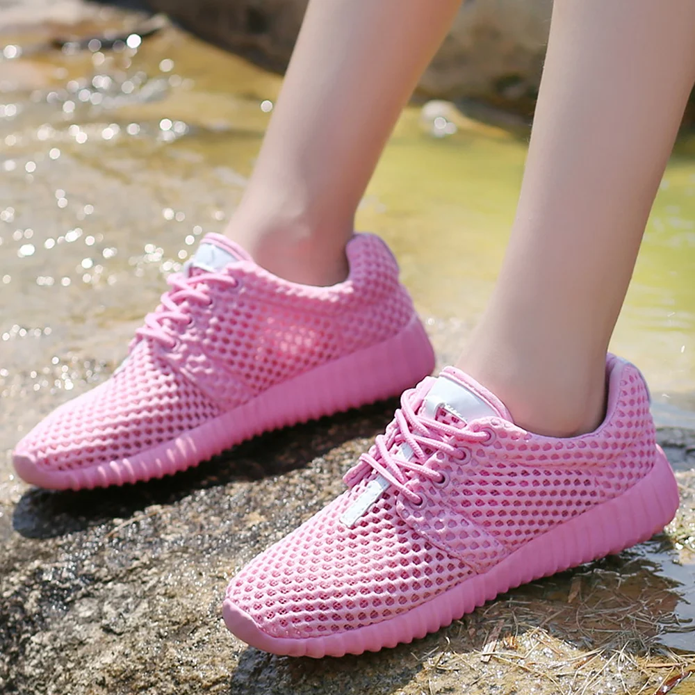 Женские летние кроссовки сетчатые дышащие для бега легкая Нескользящая женская