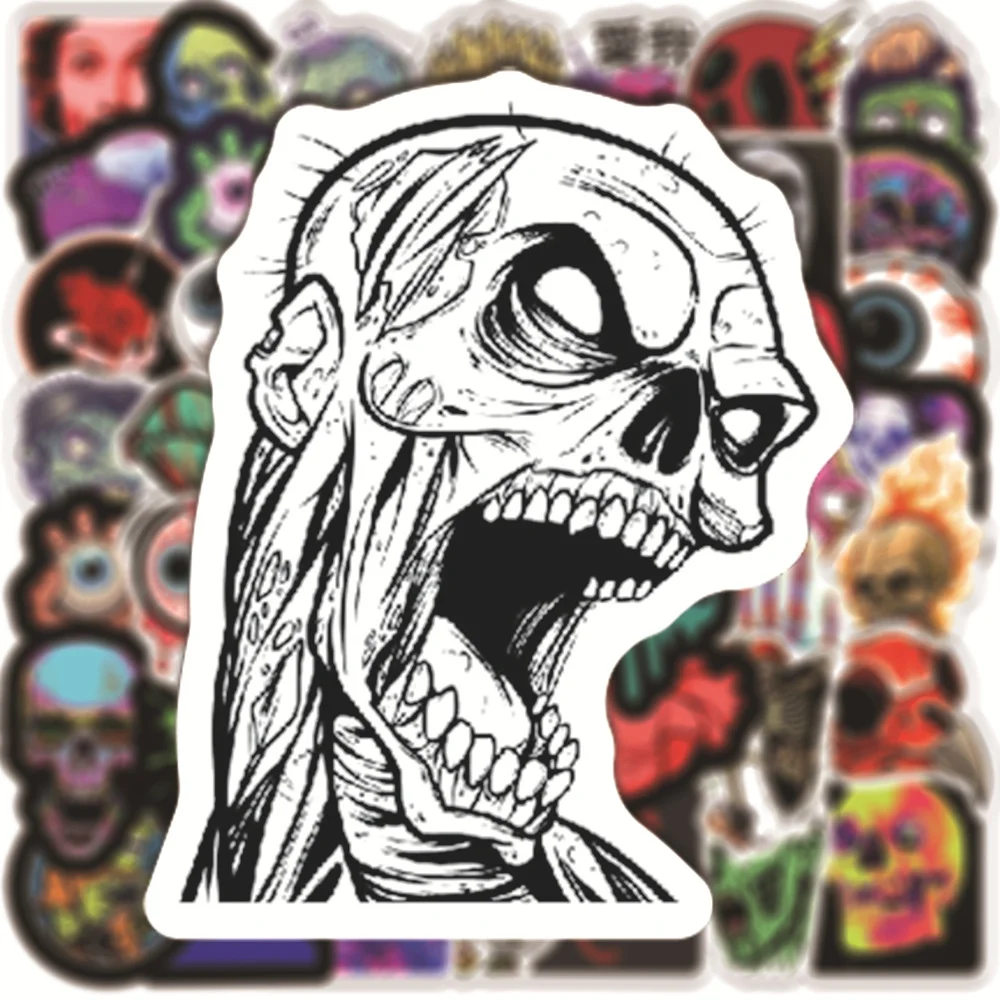 

50PCS Color Halloween Skull Horror Theme Graffiti Stickers Bike Skateboard Guitar Laptop Luggage Helmet PVC Sticker Decal
