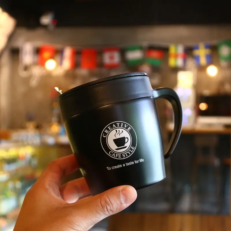 LDFCHENNEL 330 мл Высококачественная офисная двойная чашка для чая из нержавеющей