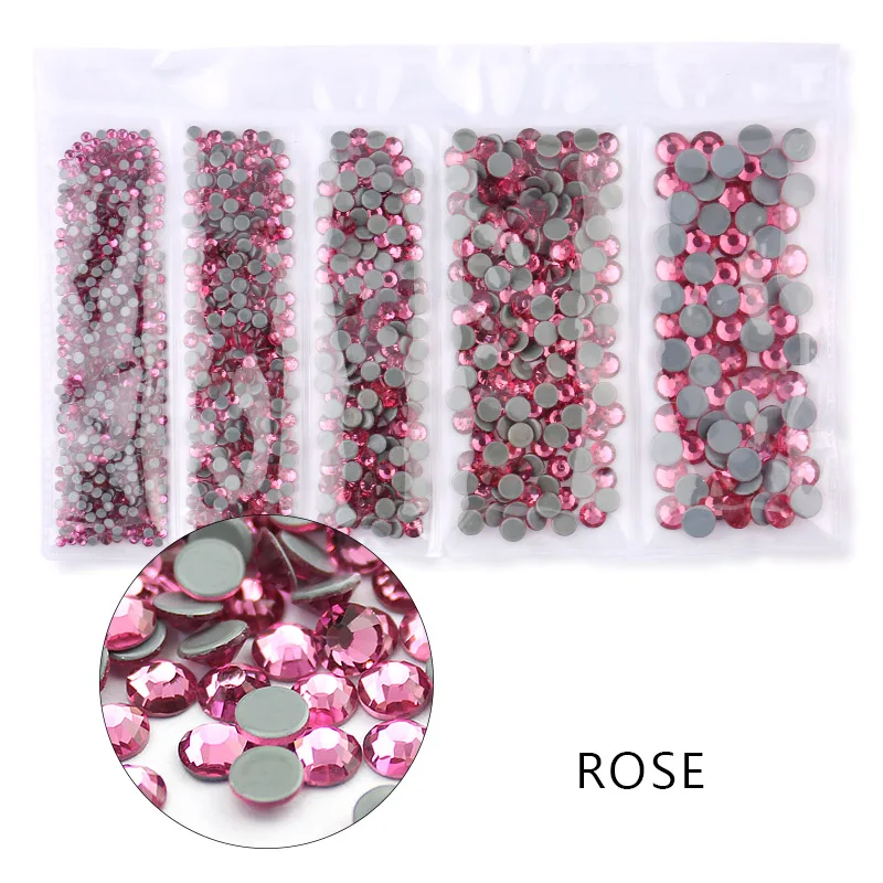 rose AAA SS6-SS30 смешанный размер 1200 шт./лот исправление хрусталя и искусственного алмаза стекло высокого качества кристаллы и камни для одежды DIY Стразы - Цвет: rose
