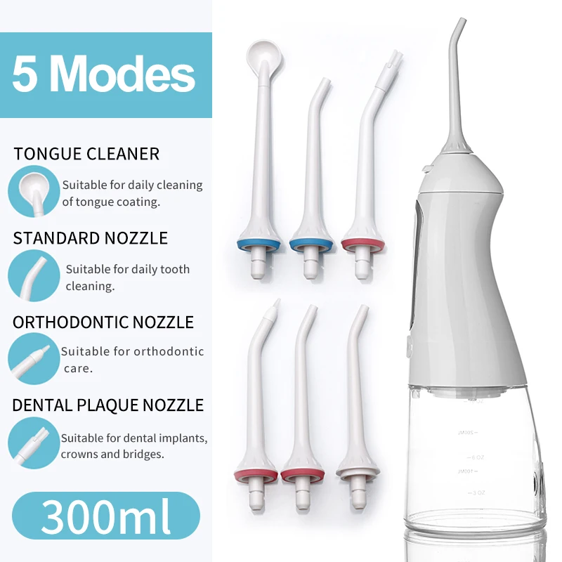 

Dental Water Jet 5 Modes Oral Irrigator For Teeth Cleaning Water Flosser Tooth Whitening Water Pick 350ml Mouth Washing Machine
