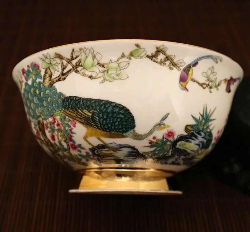 

Chinese old porcelain Pastel Flower and bird pattern bowl