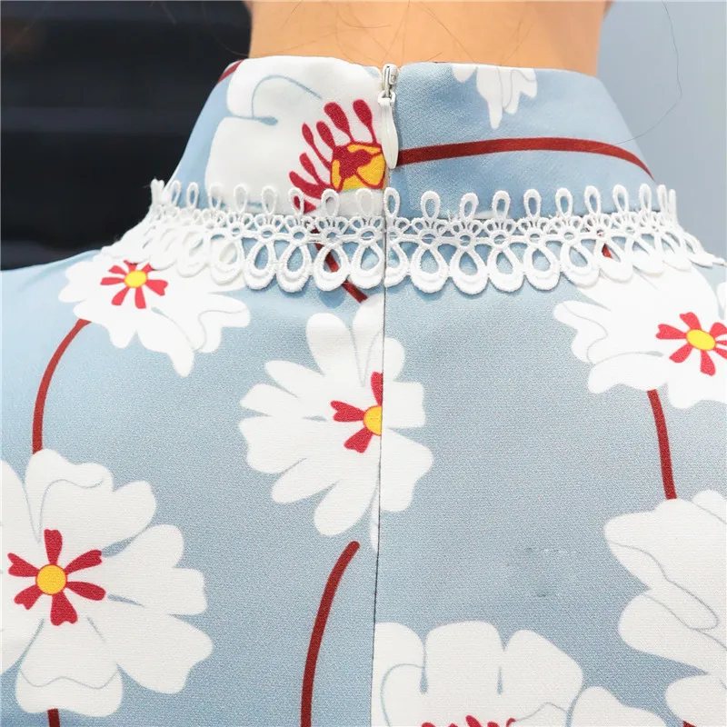 

Chinese Dress Women Elegant Knee Length qipao Vestidos Party Wedding Dresses Sexy Split Cheongsam M-3XL